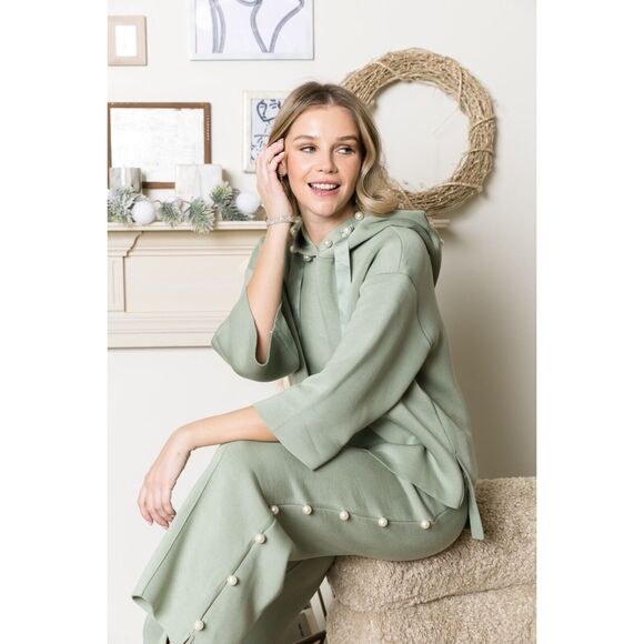 Joh Tops - NWT Joh Apparel Francine French Scuba Sage Green Pearl Hoodie